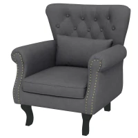 HOMCOM Chesterfield-Style Accent Chair - Grey(m-1)