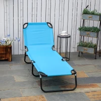 Outsunny Garden Sun Lounger, with Five-Position Back - Light Blue(m-2)