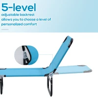 Outsunny Garden Sun Lounger, with Five-Position Back - Light Blue(m-4)