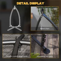 Outsunny Hammock Chair Stand, Hanging Heavy Duty Metal Frame Hammock Stand with Chain, for Hanging Hammock Air Porch Swing Chair, Egg Cahir, Indoor & Outdoor Use, Black(m-7)