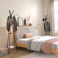 HOMCOM Lot de 2 porte-manteaux trépied meuble d'entrée style industriel branches 2 étagères + 6 patères métal noir(m-2)