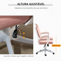 Vinsetto Cadeira de Escritório Ergonómica Giratória e com Altura Ajustável e Suporte Lombar 62x69x92-100 cm Rosa(m-4)