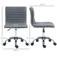 HOMCOM Adjustable Swivel Office Chair with Armless Mid-Back in PU Leather and Chrome Base - Dark Grey(m-3)