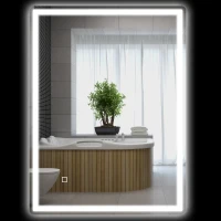HOMCOM Badkamerspiegel met LED-verlichting, aanraakschakelaar, anti-condensfunctie, 60 x 80 x 4 cm, wit(m-10)