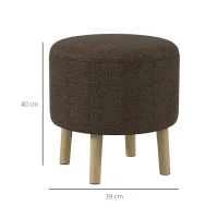 HOMCOM Round Ottoman Stool with Storage, Linen Fabric Upholstered Foot Stool with Padded Seat, Hidden Space and Wood Legs(m-3)
