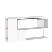 HOMCOM Birou de Colt Alb 140×120×78 cm – Lemn Elegant(m-7)
