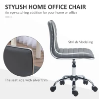 HOMCOM Adjustable Swivel Office Chair with Armless Mid-Back in PU Leather and Chrome Base - Dark Grey(m-5)