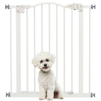 PawHut Pressure Fit Dog Stair Gate No Drilling Safety Gate Auto Close for Doorways, Hallways, 74-80cm Adjustable, 78cm Tall, White(m-1)