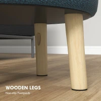 HOMCOM Round Linen-Look Storage Ottoman - Blue(m-7)