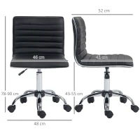 HOMCOM Adjustable Swivel Office Chair with Armless Mid-Back in PU Leather and Chrome Base - Black(m-3)