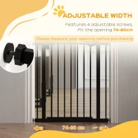 PawHut 74-80cm Extendable Dog Gate, Metal, Wide Adjustable Black(m-7)