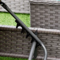 Outsunny 3PC Rattan Sun Lounger  Set Garden Recliner Chairs with Side Table 5-Position Adjustable Lounger back Beach Pool Grey(m-8)