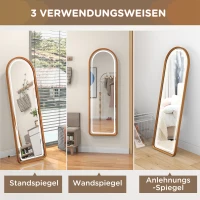 HOMCOM Staande spiegel Wandspiegel Volledige lengte spiegel inclusief wandbevestiging, 50 x 4 x 1515 cm, Zwart(m-7)