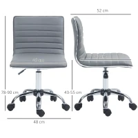 HOMCOM Adjustable Swivel Office Chair - Armless Mid-Back in PU Leather with Chrome Base, Light Grey(m-3)