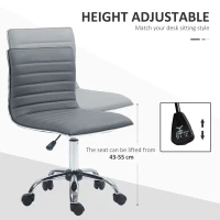 HOMCOM Adjustable Swivel Office Chair with Armless Mid-Back in PU Leather and Chrome Base - Dark Grey(m-4)