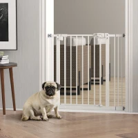 PawHut 74-87cm Extendable Dog Gate, Wide Adjustable, Auto-closing, Metal  White(m-10)