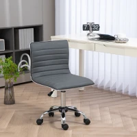 HOMCOM Adjustable Swivel Office Chair with Armless Mid-Back in PU Leather and Chrome Base - Dark Grey(m-2)