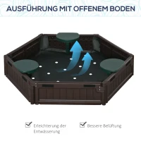 Outsunny Zandbak voor kinderen, modulair ontwerp, inclusief deksel, 4 zitplaatsen, Φ120 x 21 cm, Bruin(m-5)