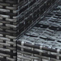 Outsunny 3 Seater Rattan Sofa with 10 cm Thick Padded Cushion, All-Weather PE Wicker Weave Garden Three-seater Bench with Armrests, Mixed Grey(m-9)