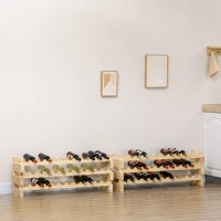 HOMCOM 72 Bottle Wooden Wine Shelf, 6 Tier Shelf, Shelving Storage Holder Standing Holds Pine Cellar Standing(m-10)