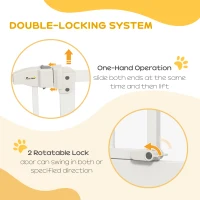 PawHut Pressure Fit Dog Stair Gate No Drilling Safety Gate Auto Close for Doorways, Hallways, 74-80cm Adjustable, 78cm Tall, White(m-4)