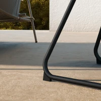 Outsunny Tavolino da Esterni Ø48x37 cm in Metallo Nero con Piedini Regolabili(m-9)