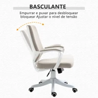 Vinsetto Cadeira de Escritório Ergonómica Giratória e com Altura Ajustável e Suporte Lombar 62x69x92-100 cm Bege(m-5)