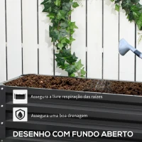Outsunny Caixa de Plantio de 2 Níveis Floreira Exterior de Aço com Desenho de Escada para Cultivos 120x101x58 cm Cinza Escuro(m-5)