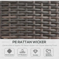 Outsunny 2 Seater Double Rattan Sun Lounger Recliner Day Bed Outdoor Wicker Weave Furniture Sofa w/ Fire Retardant Cushions – Cream(m-4)