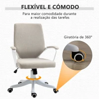 Vinsetto Cadeira de Escritório Ergonómica Giratória e com Altura Ajustável e Suporte Lombar 62x69x92-100 cm Bege(m-7)