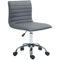 HOMCOM Adjustable Swivel Office Chair with Armless Mid-Back in PU Leather and Chrome Base - Dark Grey(m-11)