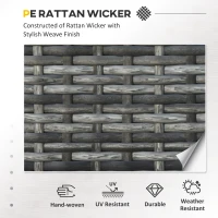 Outsunny 3 Seater Rattan Sofa with 10 cm Thick Padded Cushion, All-Weather PE Wicker Weave Garden Three-seater Bench with Armrests, Mixed Grey(m-4)