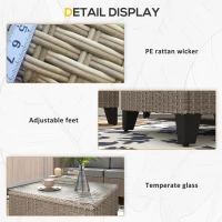 Outsunny 5-Piece Rattan Patio Furniture Set with Corner Sofa, Footstools, Coffee Table, for Poolside, Brown(m-8)