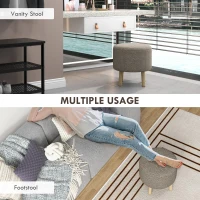 HOMCOM Round Linen-Look Storage Ottoman - Light Grey(m-6)