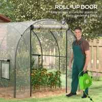Outsunny Polytunnel Greenhouse Walk-in Grow House with Plasric Cover, Door, Mesh Window and Steel Frame, 3 x 2 x 2m, Clear(m-5)