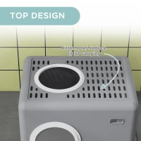 PawHut Enclosed Cat Litter Box, with Lid, Front Entry, Top Exit, Pull-Out Tray, Scoop - Grey(m-6)