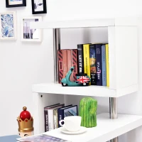 HOMCOM Birou modern cu biblioteca incorporata, Finisaj din lemn alb(m-4)