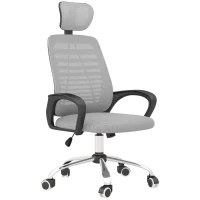 Vinsetto Ergonomic Office Chair, Mesh Desk Chair with Rotatable Headrest, Lumbar Back Support, Armrest, Grey(m-11)