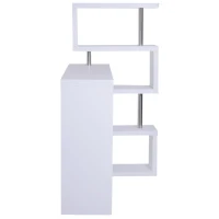 HOMCOM Birou modern cu biblioteca incorporata, Finisaj din lemn alb(m-7)