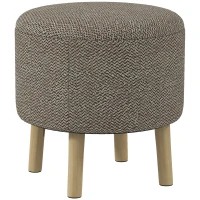 HOMCOM Round Linen-Look Storage Ottoman - Light Grey(m-11)