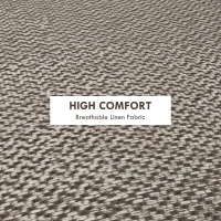 HOMCOM Round Linen-Look Storage Ottoman - Light Grey(m-5)