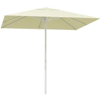 Outsunny Ombrellone da Esterno da 2.5 m ad Altezza Regolabile in Alluminio, Metallo e Poliestere, Bianco Beige(m-10)