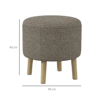HOMCOM Round Linen-Look Storage Ottoman - Light Grey(m-3)