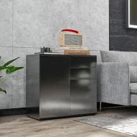 HOMCOM Comoda cu 2 dulapuri si 2 sertare, 79x36x74cm, negru(m-2)