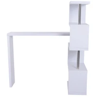 HOMCOM Birou modern cu biblioteca incorporata, Finisaj din lemn alb(m-6)