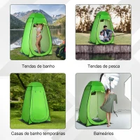 Outsunny Tenda de Duche Tenda de Privacidade Portátil com 1 Gancho Bolso Bolsa de Transporte e UV20+ 126x124x189 cm Verde(m-7)