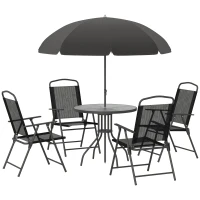Outsunny 6 Pcs Bistro Set, Texteline-Black(m-1)