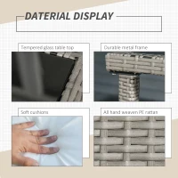 Outsunny 5 Piece Rattan Wicker Weave Sofa Set, Grey(m-6)