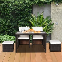 Outsunny 5 Piece Rattan Wicker Weave Sofa Set, Mixed Brown(m-13)