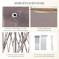 Outsunny Tenda Dobrável 4,05x3,4x2,85 m Tenda de Jardim Hexagonal com 6 Mosquiteiras Amovíveis e Altura Ajustável Bege(m-7)